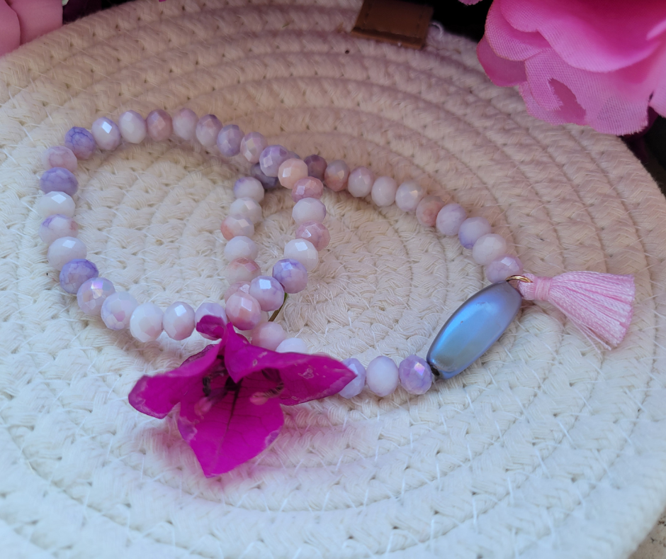 Set de dos pulseras de cuentas facetas con una borla