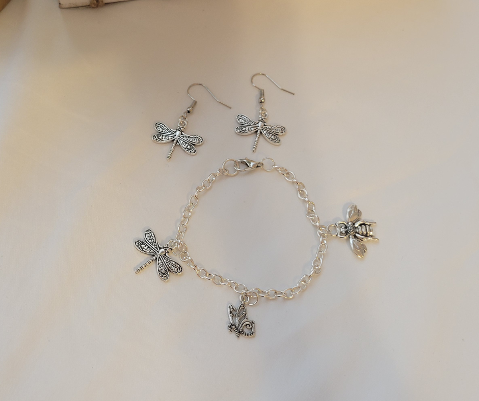 Set de Pulsera y Aretes de Libélula