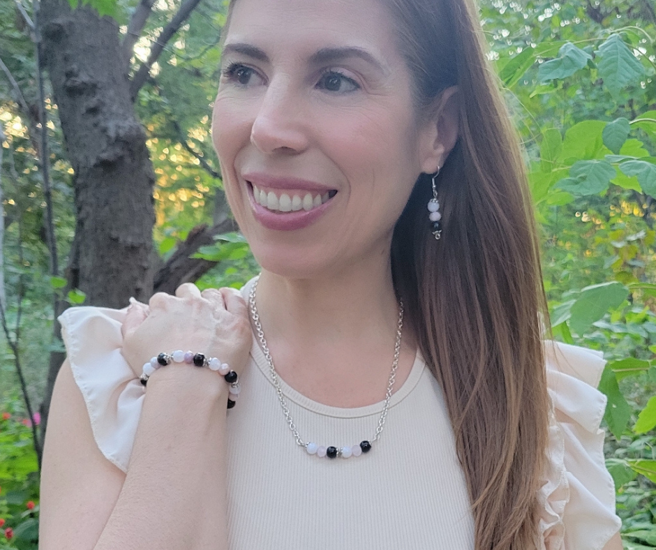 Black, Pink and White Necklace Set